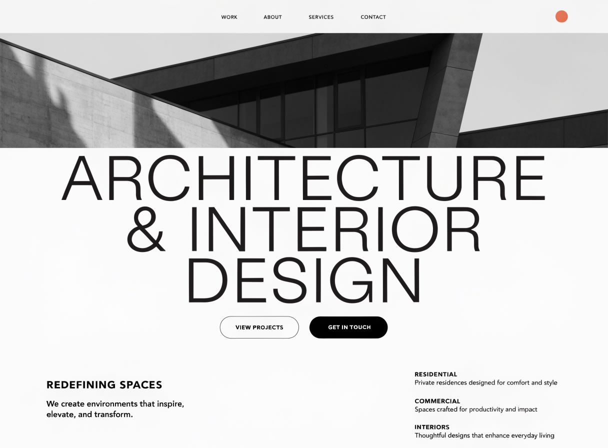 Konceptdesign af en hjemmeside for et arkitektfirma